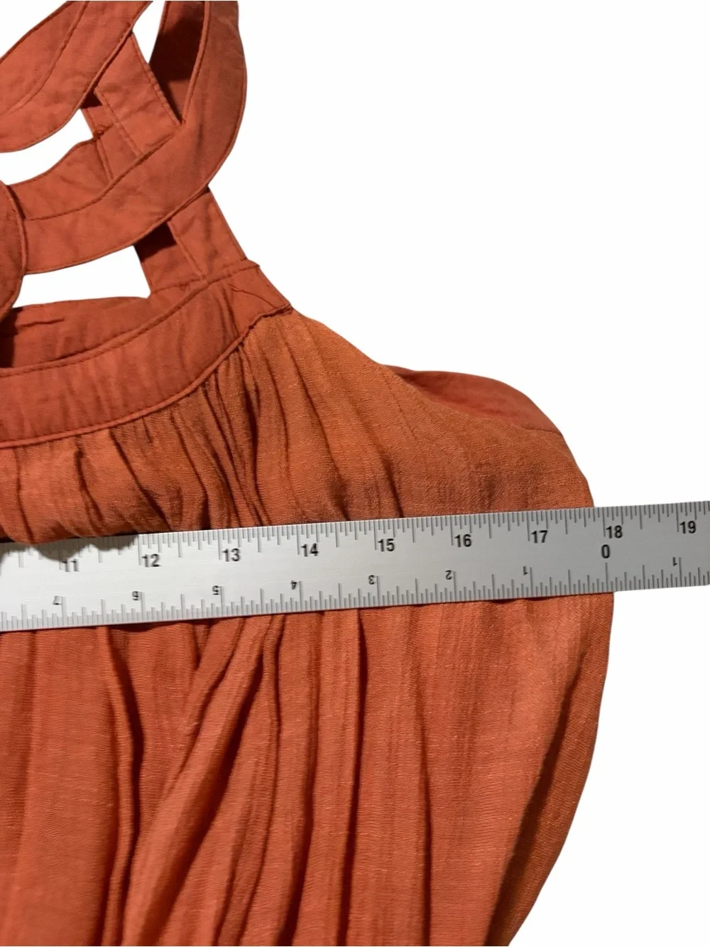 Boho Rust Maxi Dress with Self-Tie Waist‎